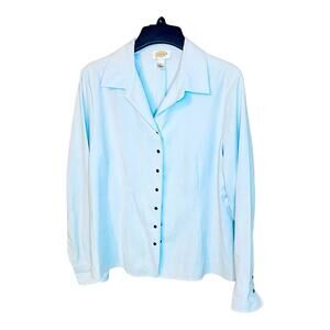 Talbot Microsuede Light Blue Shirt Jacket Size Large Snap Closure